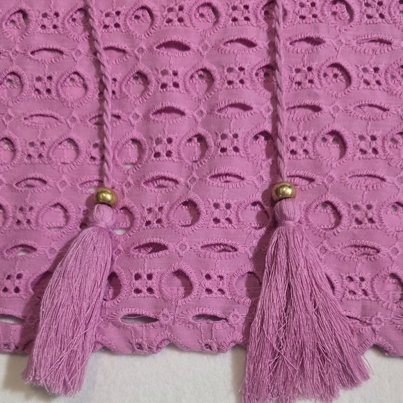 Calypso St. Barth Pink Eyelet Cotton Tassel Blouse Size Small - Picture 4 of 7